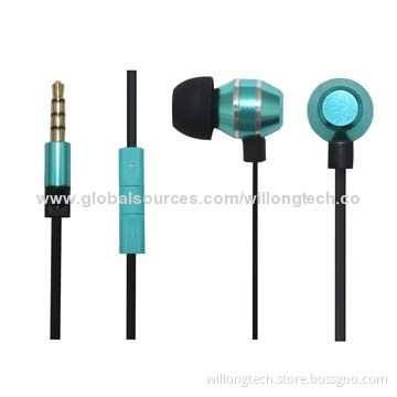 Metal Stereo Earphones, 3.5mm Jack Plug for All Portable Media Players, 100Hz-10kHz Frequency Range